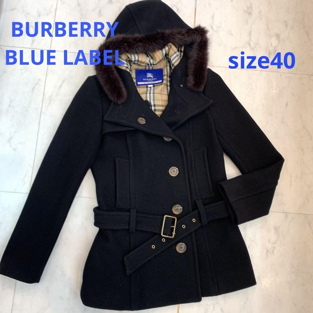 超美品 BURBERRY BLUE LABEL ハーフコート サイズ40 黒｜Yahoo!フリマ