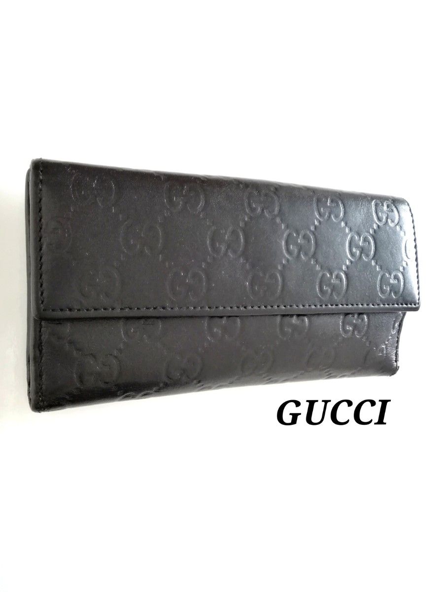 GUCCI　グッチ　シマ　レザー　Wホック　長財布