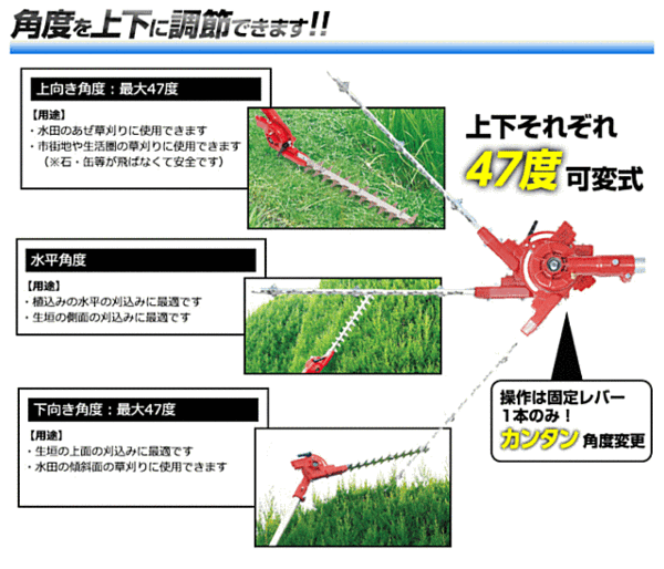 送料無料★ニシガキ 刈太郎400 N-833 (刈幅300mm)★刈払機に取付 高速園芸バリカンに 高い生垣の剪定 あぜ,道路わきの草刈り 上下角度47度_N-833　 刈太郎400