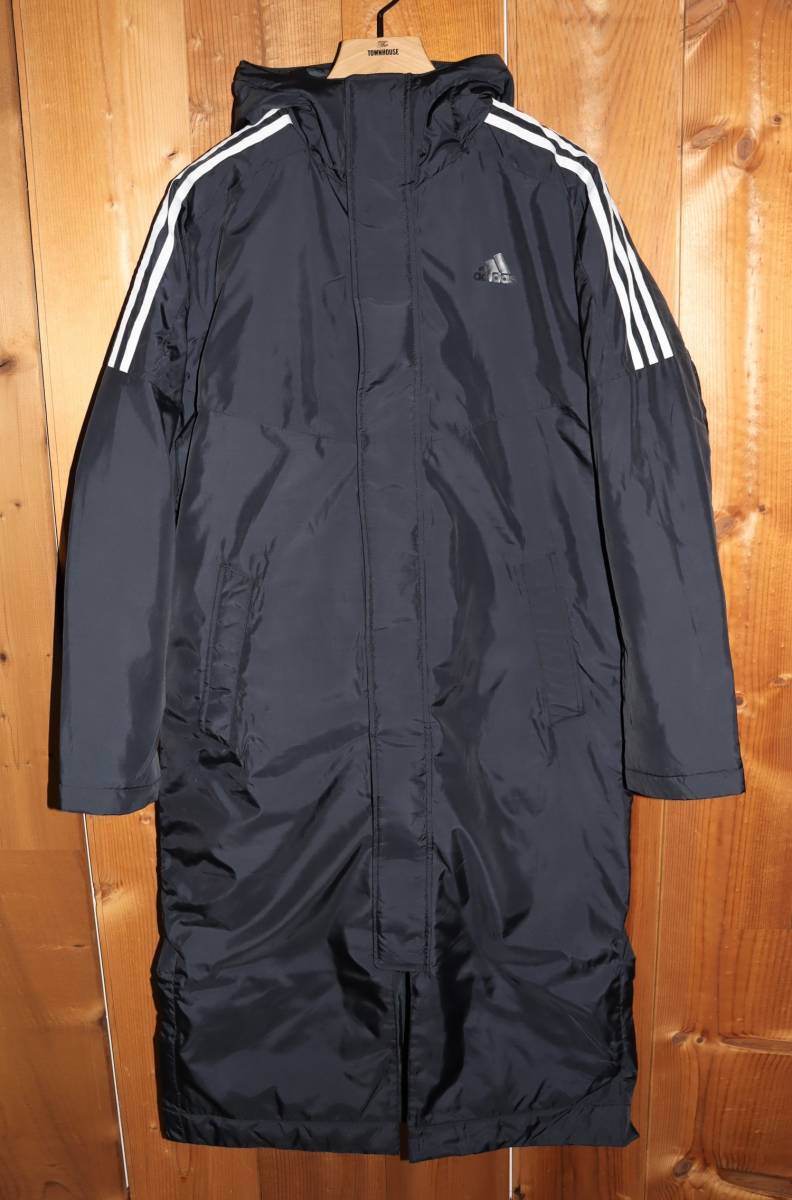 送料無料 特価即決【未使用】 adidas ★ 3-STRIPES INSULATION COAT ロングコート (XO/3L) ★ アディダス CZ0622 ベンチコート 中綿 保温_画像2