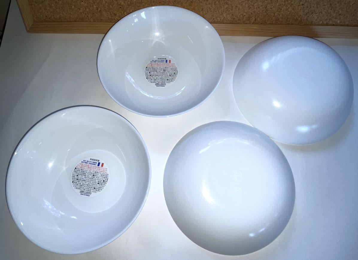  Yamazaki ◆ 白い お皿 丸い皿 ４枚◆ 直径17.8㎝ France 4ピース 強化ガラス製 ヤマザキ春のパンまつり 未使用_画像7
