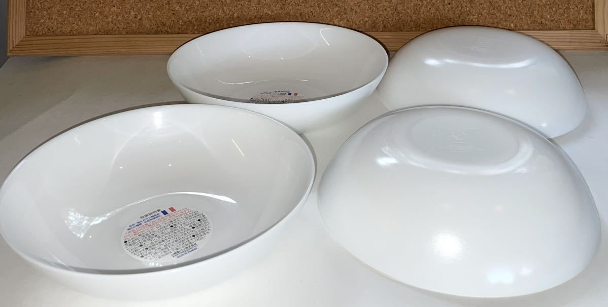  Yamazaki ◆ 白い お皿 丸い皿 ４枚◆ 直径17.8㎝ France 4ピース 強化ガラス製 ヤマザキ春のパンまつり 未使用_画像5