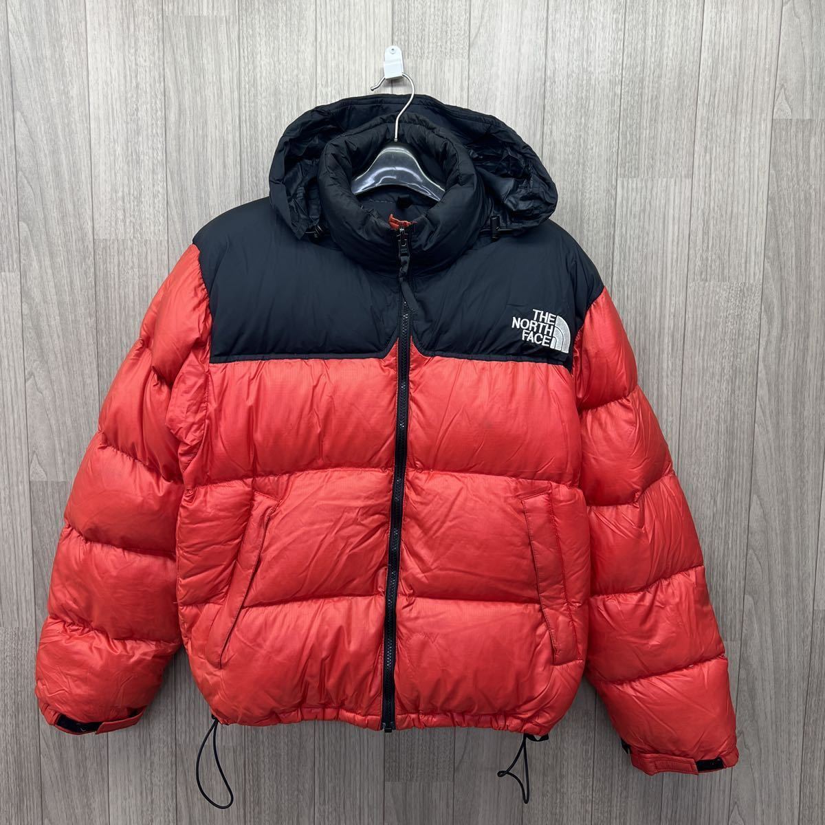 C-96 THE NORTH FACE ノースフェイス ヌプシ ダウンジャケット アウター 上着 メンズ レッド ブラック 95 【S】_画像1