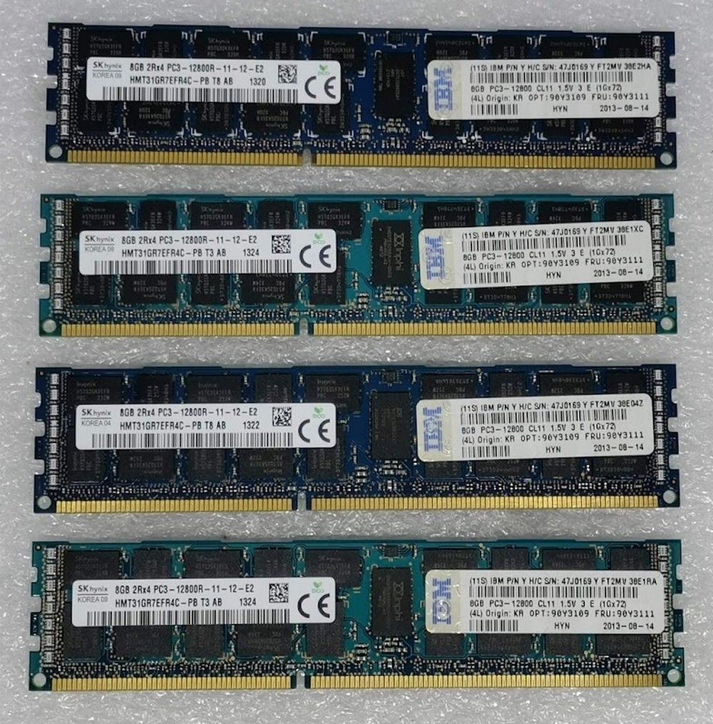 ●IBMサーバ対応 純正メモリ 32GB (PC3-12800R 8GB*4) [P/N:47J0169] SystemX 3550M4, 3650M4, X3530M4, X3550M3対応