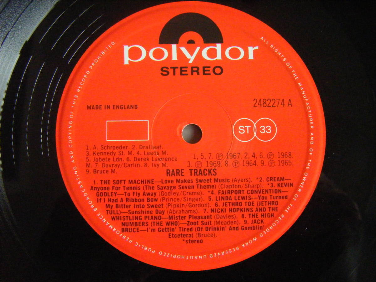 ★[英原盤] Polydor-Rare Tracks 美品/Soft Machine,Cream,Fairport Convention,Jimi Hendrix,John's Children,Jethro Tull,Linda Lewis_画像3