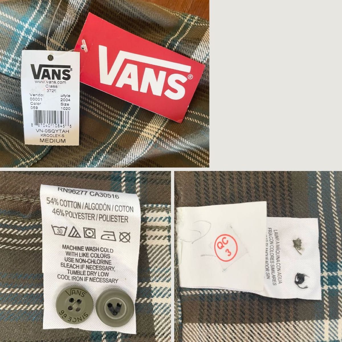 新品VANS バンズ ヴァンズ長袖シャツ　チェックシャツ　カットソー　メンズ　Mサイズ