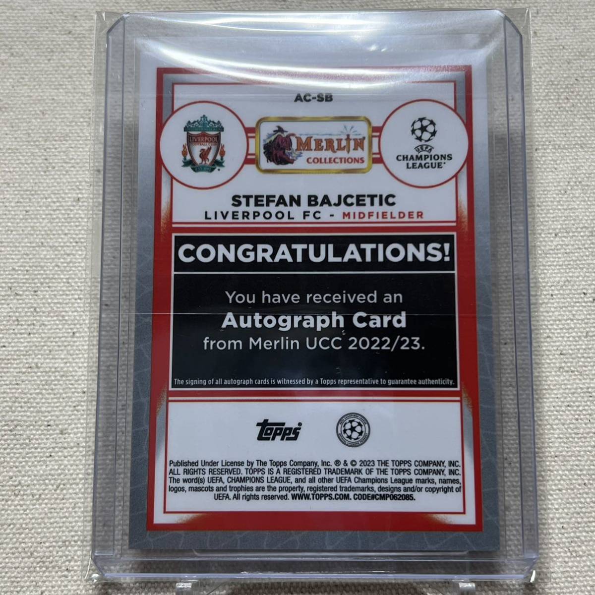 Stefan Bajcetic RC Auto 2022/23 Topps Merlin UCC Soccer Autograph 直筆サインの画像2