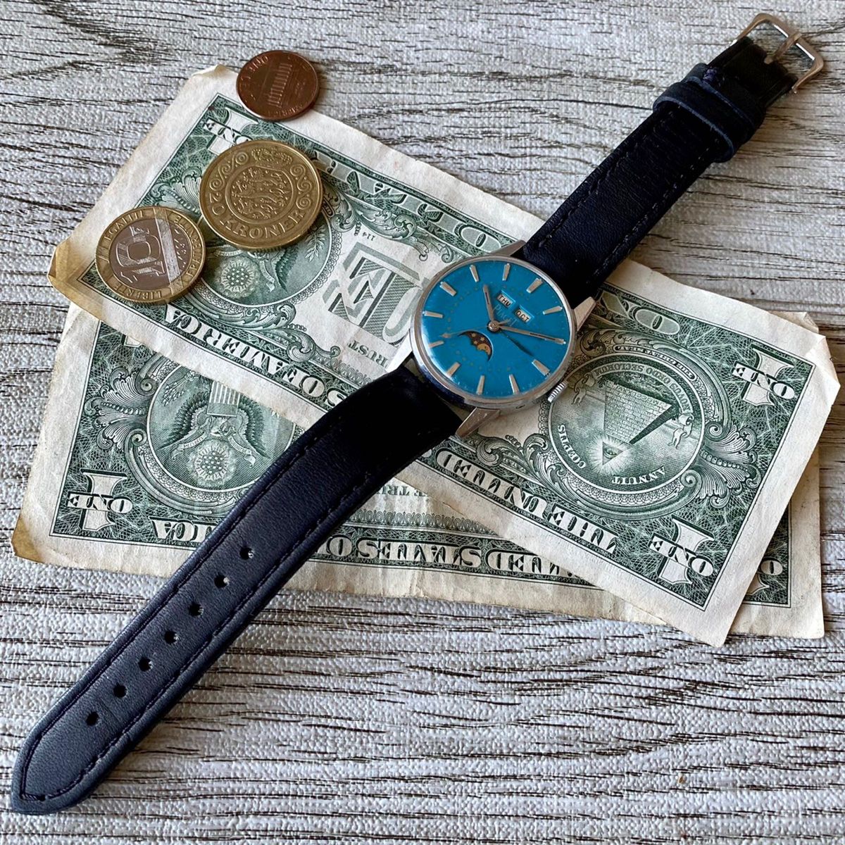 【個性的】ピアジェ ムーンフェイズ メンズ腕時計 ブルー 自動巻 ヴィンテージ 