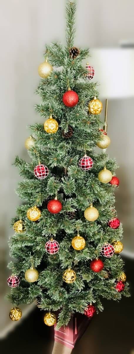 【送料無料】クリスマスツリー 150cm 北欧 ヌードツリースリム EurPot 収納バッグ LED ジュエリーライト セット_画像1