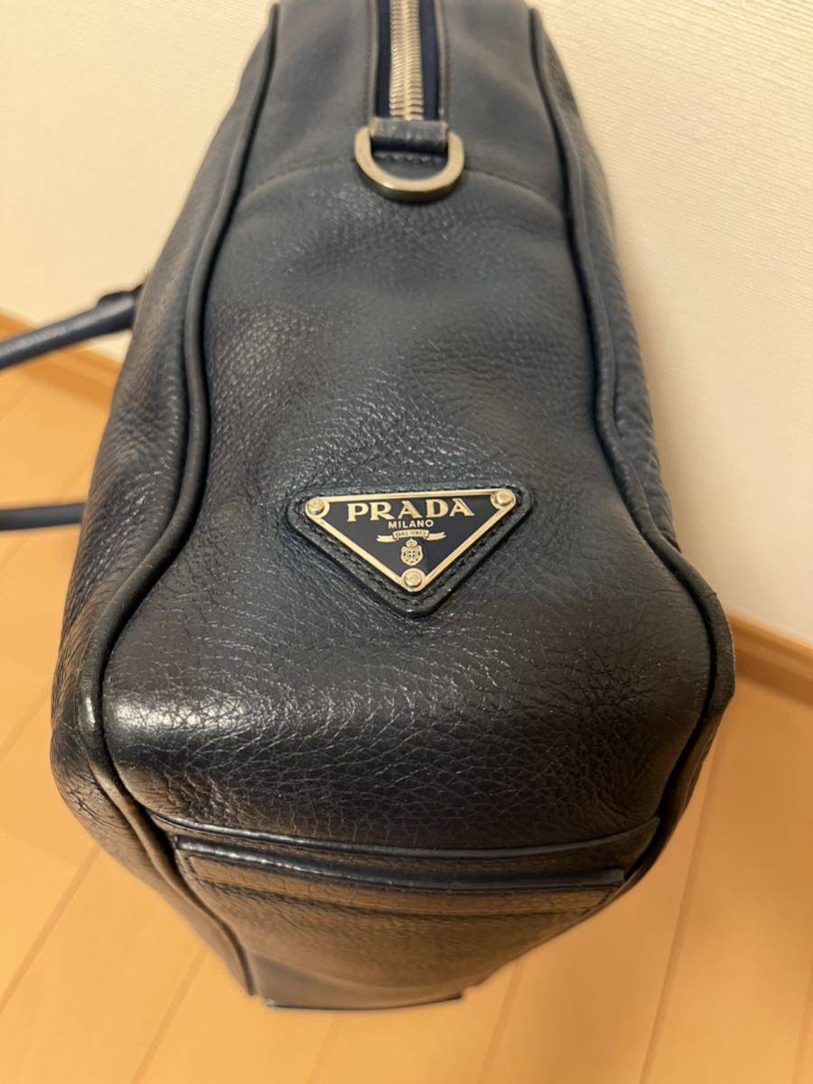 PRADA プラダ　ビジネスバッグ　ブリーフケース レザー ブルー 2WAY_画像5