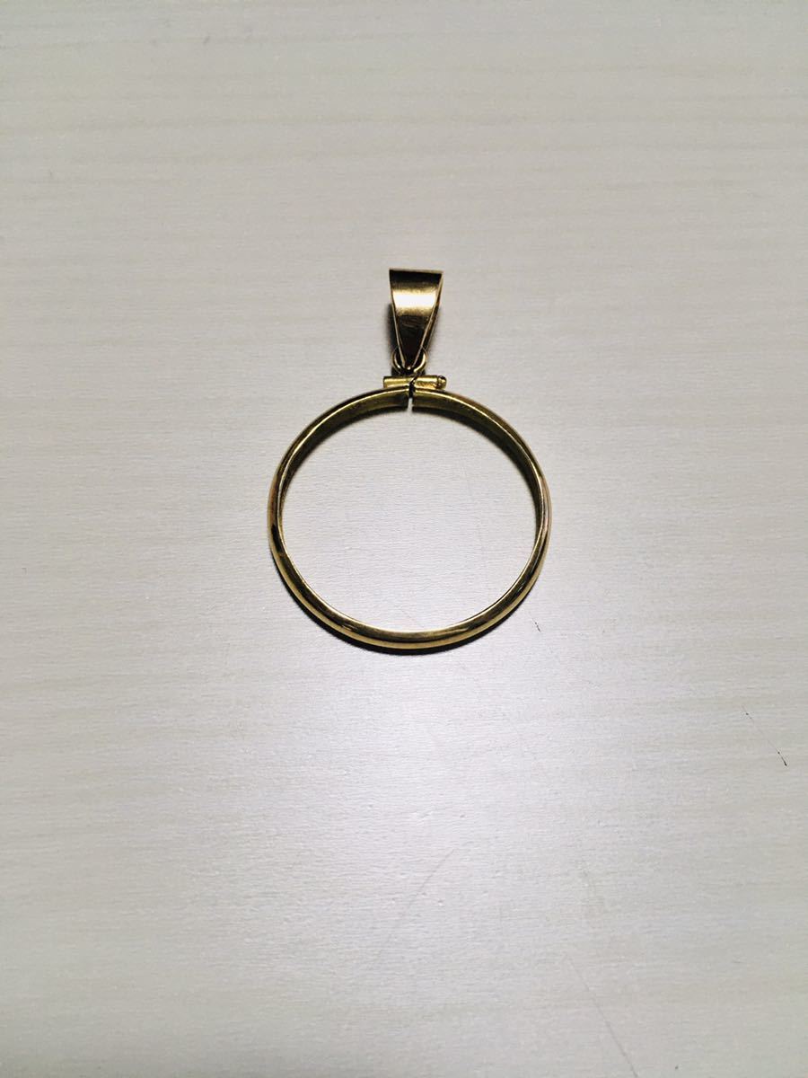 特大 K18 1oz イーグル?金貨 ペンダント枠 ペンダントトップ YG イエローゴールド 刻印 ネックレス アクセサリー