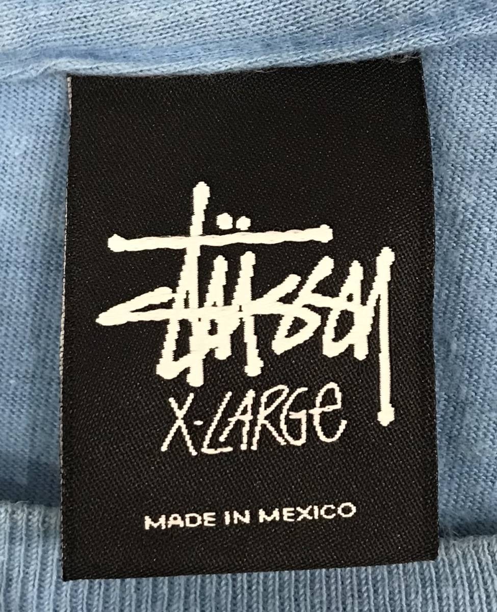 stussy ワールドツアー Tシャツ 水色 ステューシー 古着 SIZE：XL■1102G①_画像3