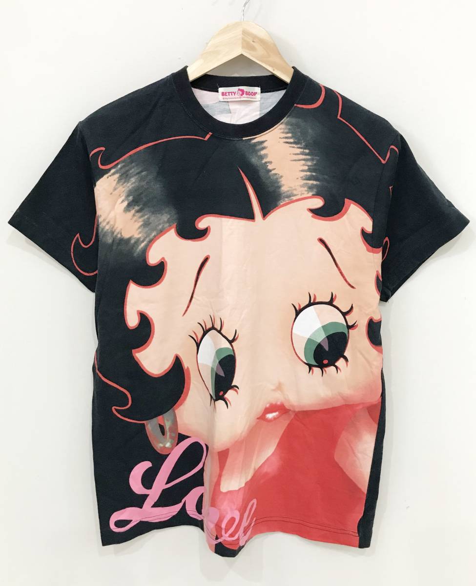 BETTY BOOP ビッグプリント Tシャツ 半袖 カットソー 古着 ベティちゃん ベティブープ SIZE：M-L■1120Y①_画像1