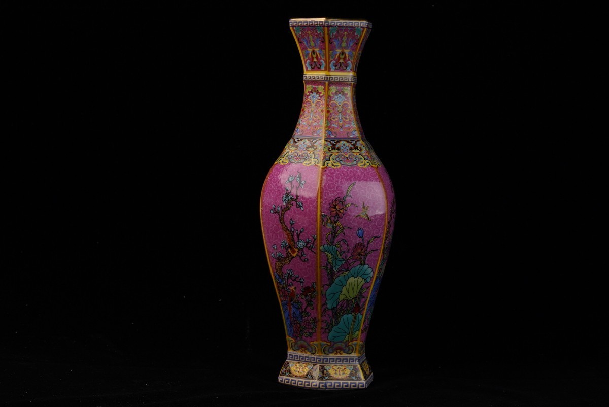 【萬藏】中国 古玩 花瓶 琺瑯彩 雍正御製款 中国美術 清時_画像1