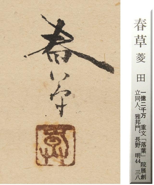 【模写】◆菱田春草◆紅梅小禽図◆日本画◆二重箱◆紙本◆掛軸◆s873_画像3