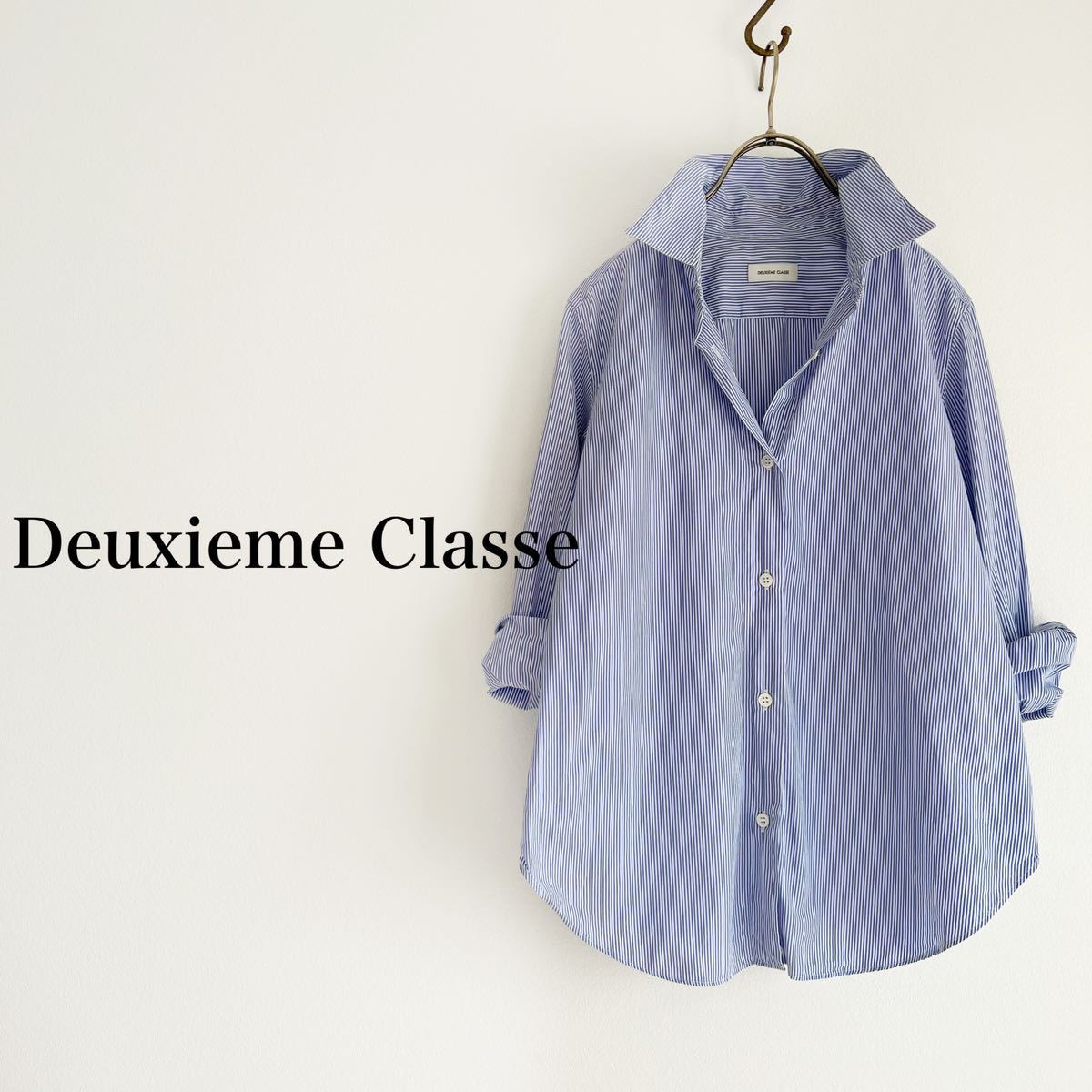 Deuxieme Classe ドゥーズィエムクラス アパルトモン 2wayカシュクールシャツ ストライプシャツ ブルー×ホワイト サイズ38