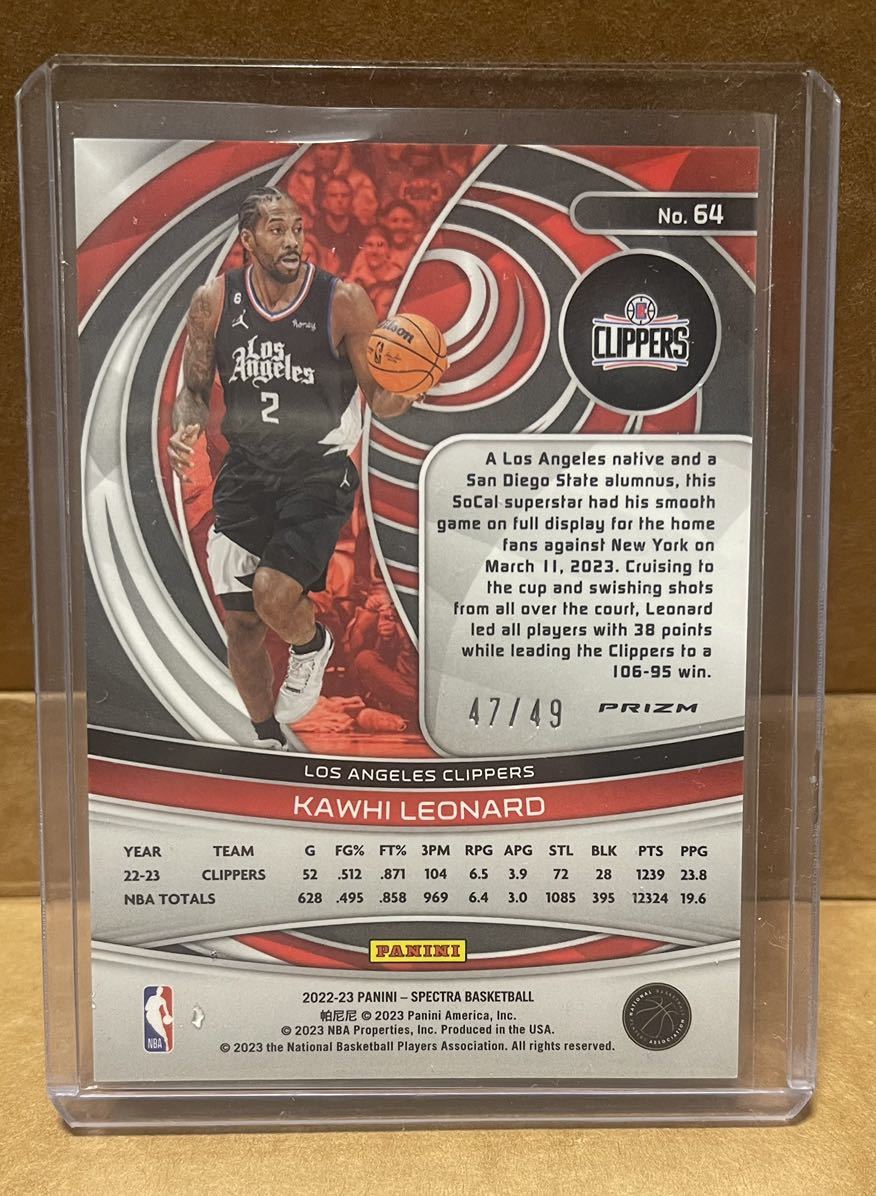 【KAWHI LEONARD】◆49枚限定カード◆2022-23 Panini spectra NBA Los angels clippers_画像2