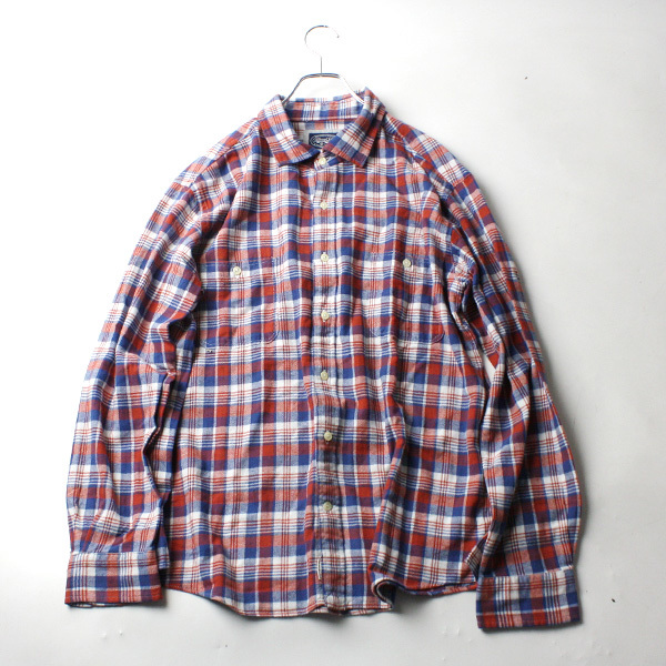 flannel SHIRT goodday グッドデイ ボーダーシャツ 長袖シャツ 大きいサイズ 3L 23-1121u04【4点同梱で送料無料】_画像1