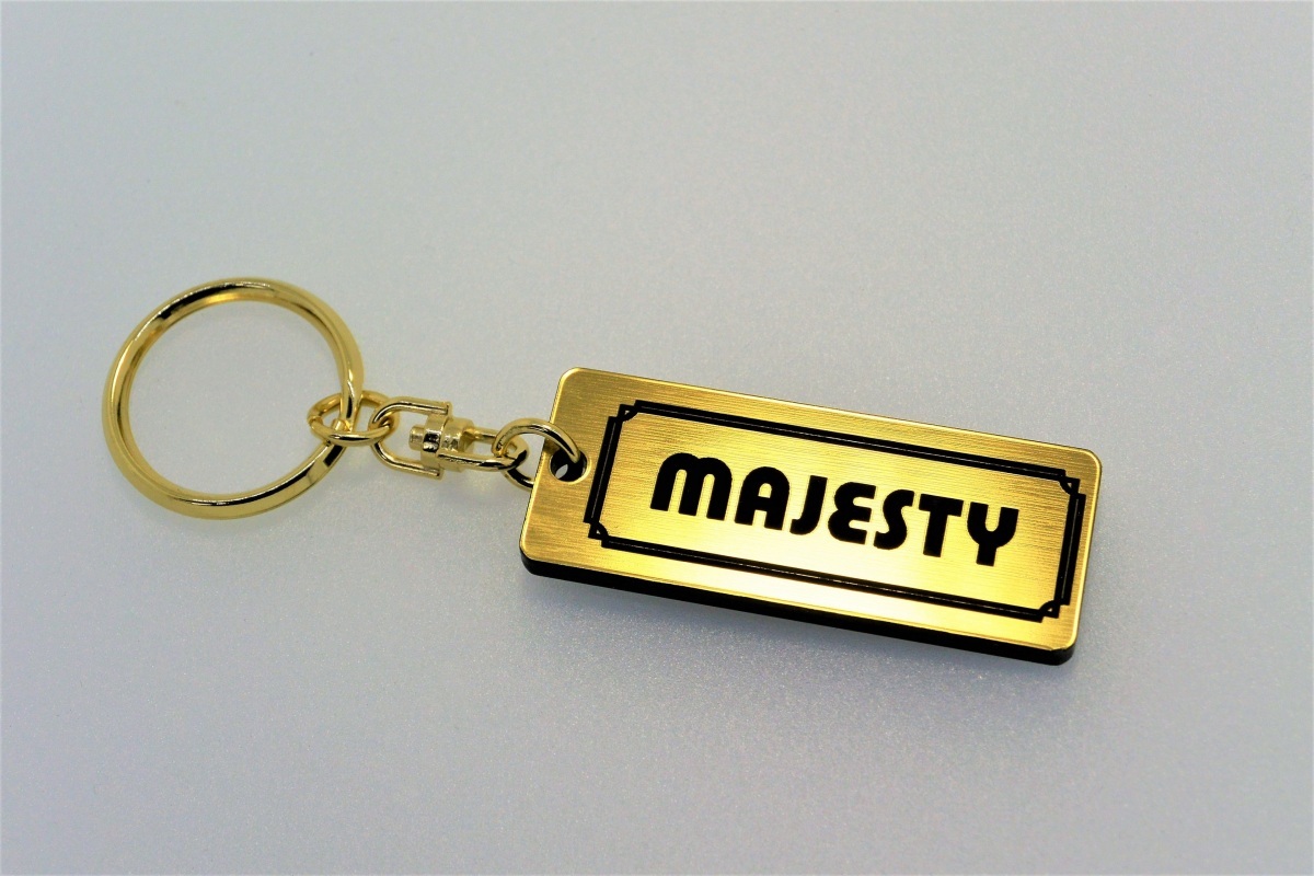 A-533-1 MAJESTY アクリル製 金黒 2重リング キーホルダー マジェスティー 125 250 400 外装 シート ミラ ー ハンドル 等のアクセサリーに_画像3