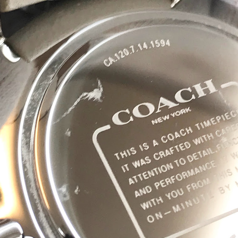 ★最終値下げ★★稼働★ ★ブランド時計★ COACH コーチ CA.120.7.14.1594 QZ ステンレス レザーベルト シルバー文字盤 腕回り約13cm〜18cm_画像9