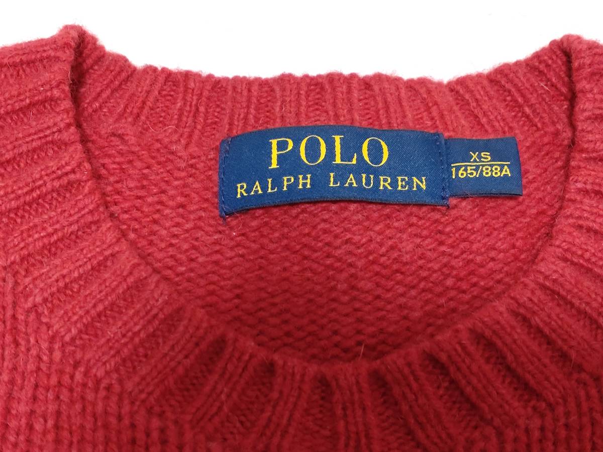 d0580◆ラルフローレンPOLO RALPH LAURENレディース　アンゴラ混セーターXS165/88A赤_画像3