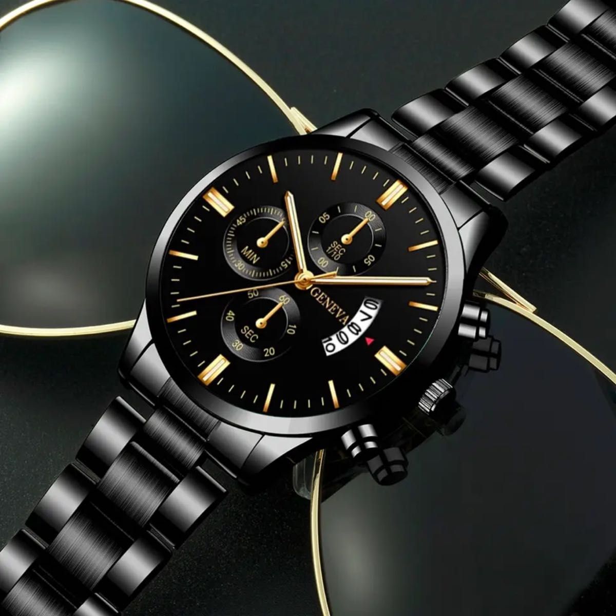 ファッション男性ステンレス鋼腕時計高級カレンダークォーツ腕時計高級メンズ腕時計