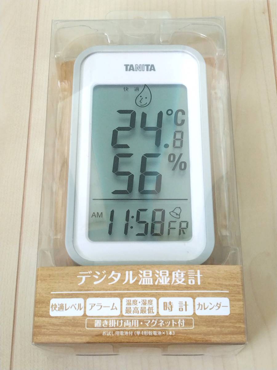 【新品・未使用】【送料無料】タニタ　TANITA　デジタル温湿度計　TT-559　グレー　置き掛け両用・マグネット付　1個_画像2