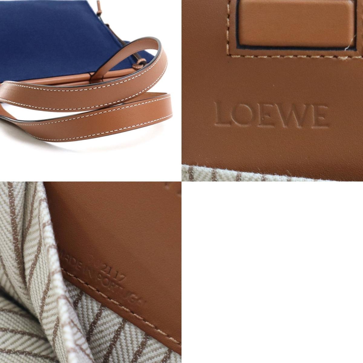 ロエベ LOEWE ショルダーバッグ クッション トート スモール キャンバス/レザー ネイビー/ブラウン e57468f_画像10