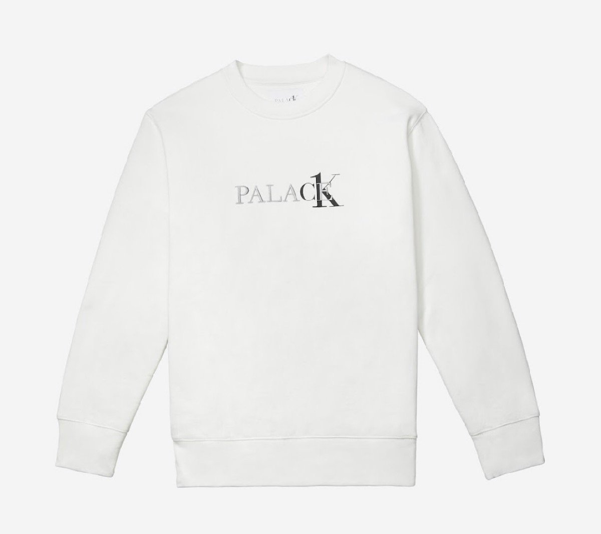 22SS【未使用】PALACE × Calvin Klein CK1 Palace クルーネック ロゴ スウェット トレーナー M ミディアム 白 オフホワイト パレス コラボ
