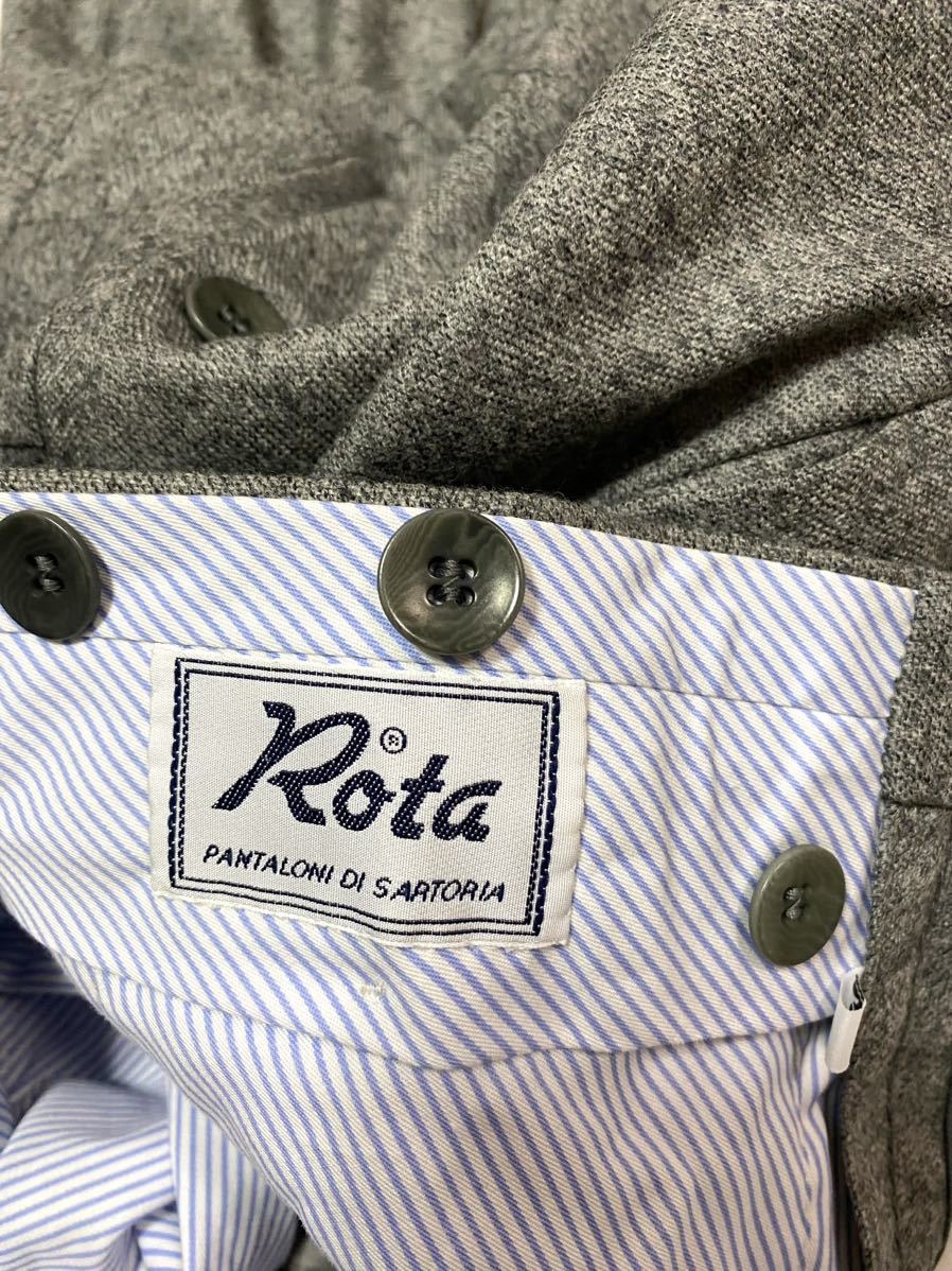 ROTA ロータ　ウール　カシミア　パンツ　46 ミディアムグレー　イタリア製　サスペンダーボタン付き　ビームスF_画像2