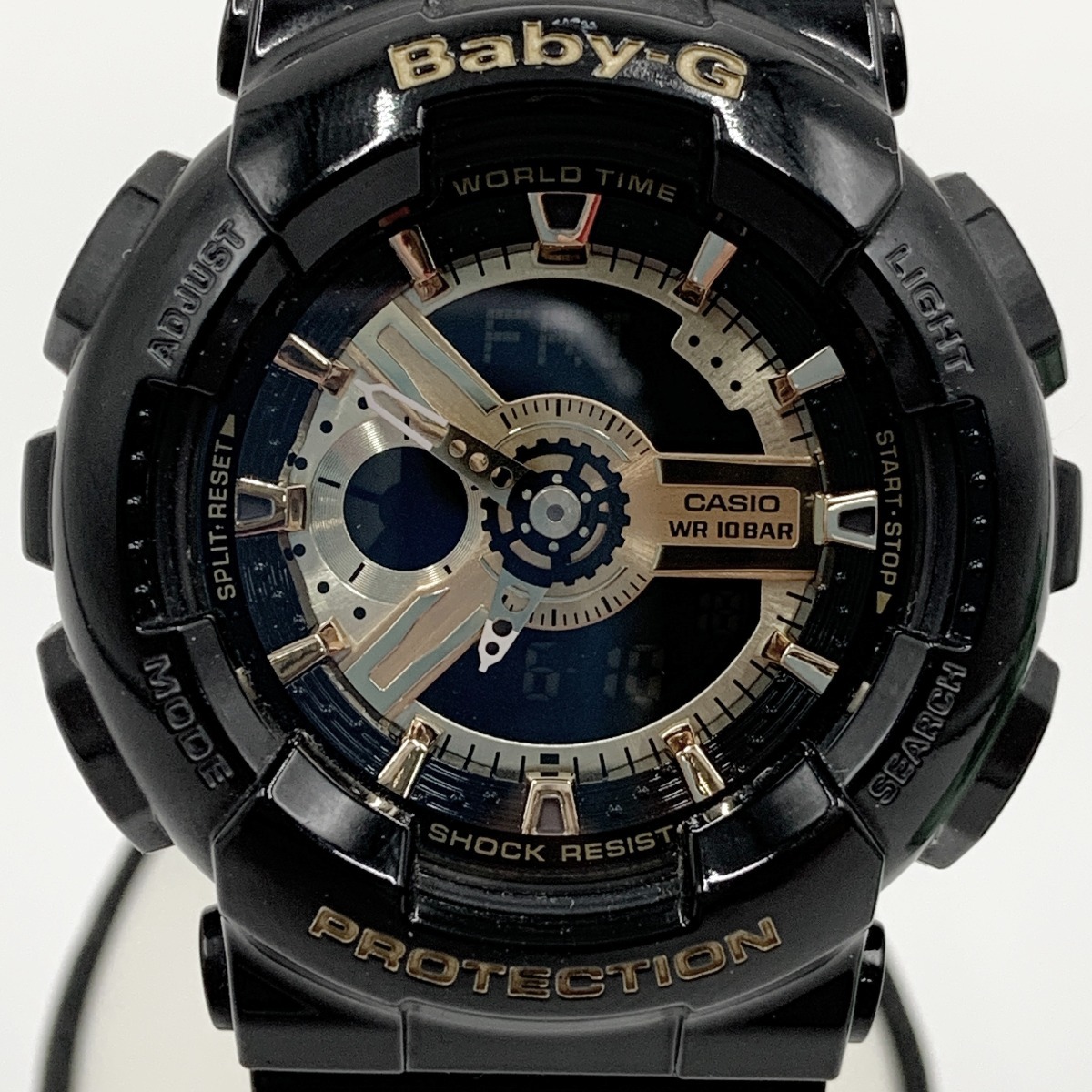 〇〇 CASIO カシオ Baby-G ベビージー レディース 腕時計 BA-110 ブラック x ゴールド やや傷や汚れあり_画像4