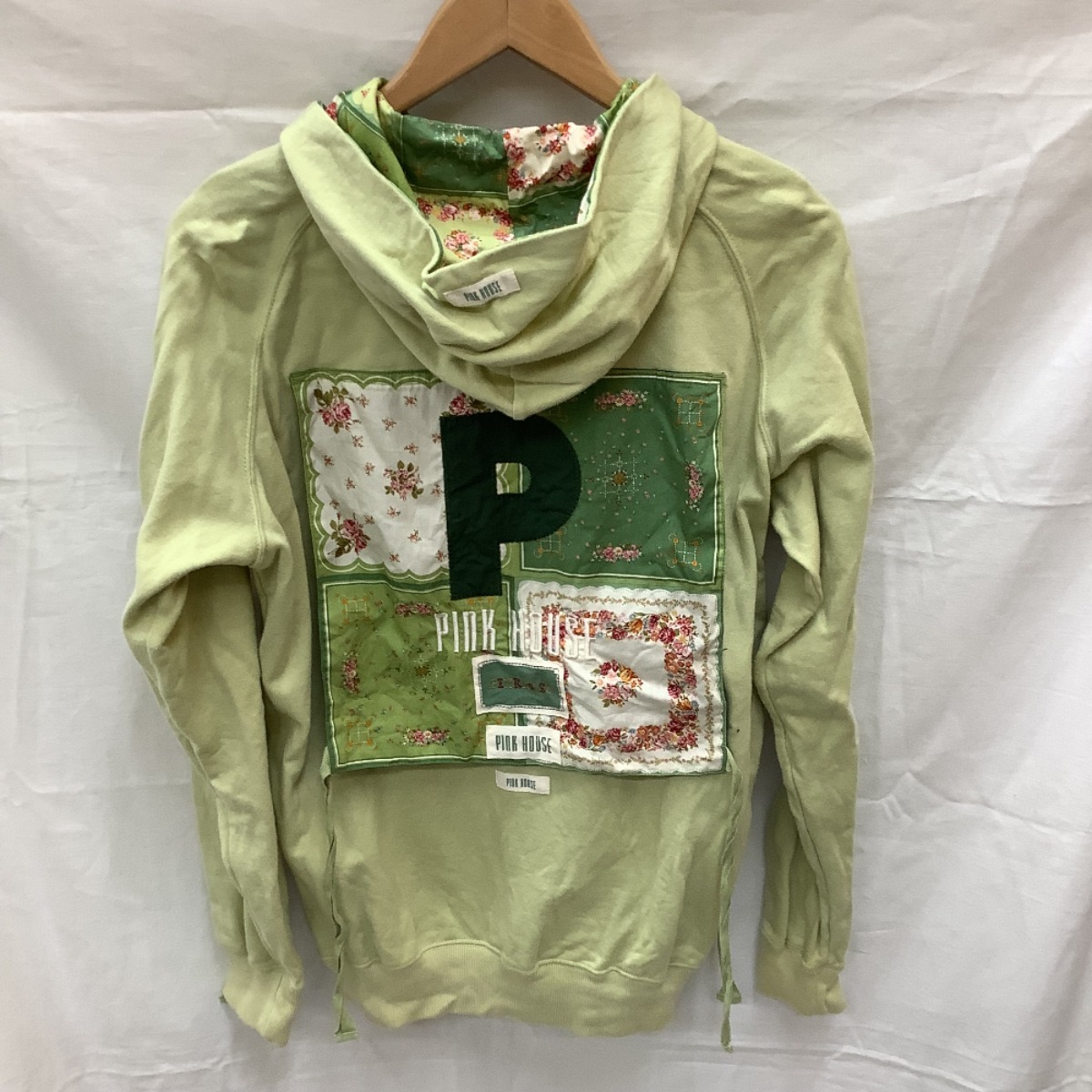 !! PINK HOUSE Pink House женский Zip Parker SIZE L нашивка цветочный принт желтый зеленый немного царапина . загрязнения есть 