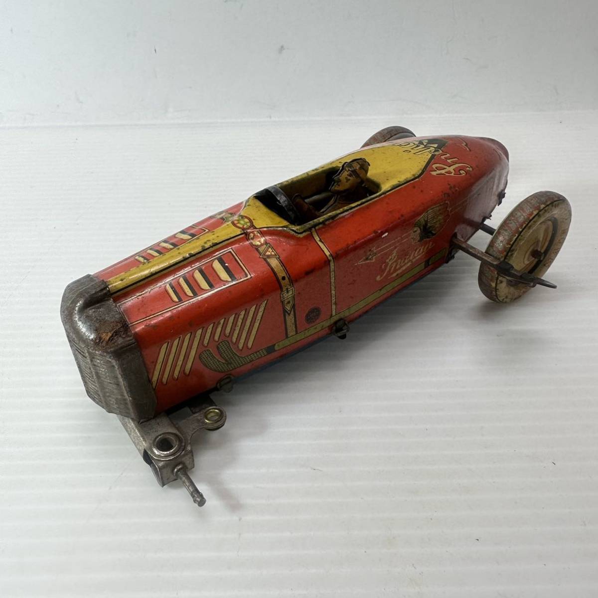 ブリキ製 ゼンマイ式 おもちゃ レーシングカー レースカー 車 レトロ ビンテージ 当時物 古玩具 古道具 インテリア コレクション ジャンク