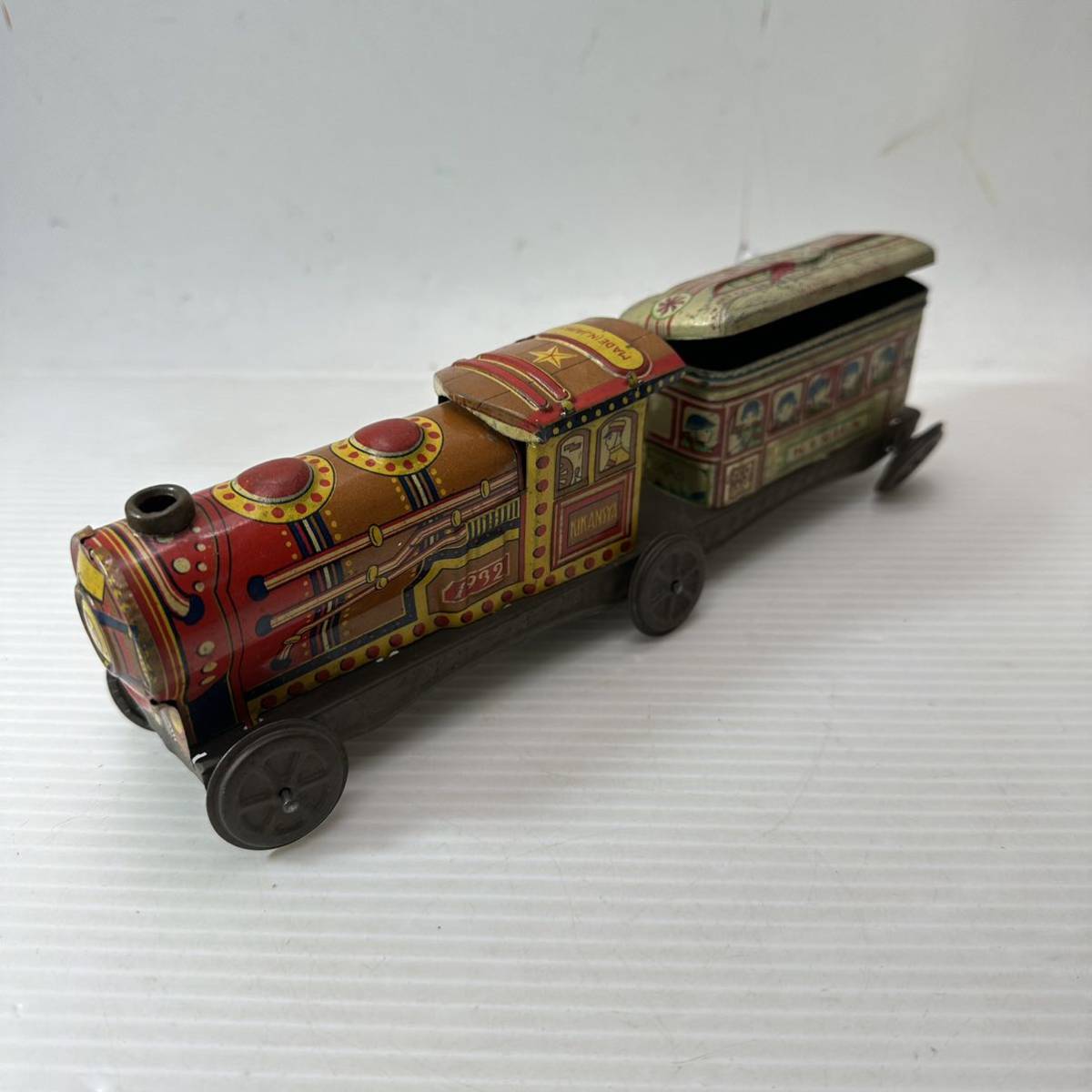 ブリキ製 おもちゃ 汽車 機関車 列車 1932 旧日本軍 兵隊 日本製 レトロ ビンテージ 戦前 戦中 戦後 当時物 古道具 古玩具