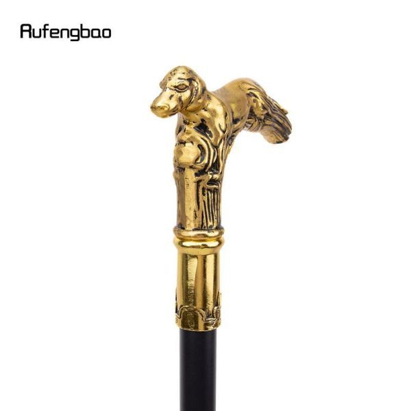 DA025:Golden Dog Handle Luxury Pattern Walking Stick