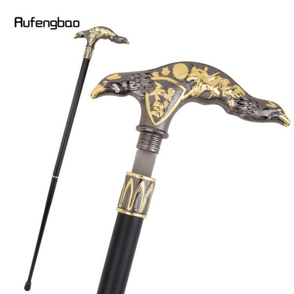 DA005: Golden . black. Eagle head walking stick .. plate cane plate cosplay 