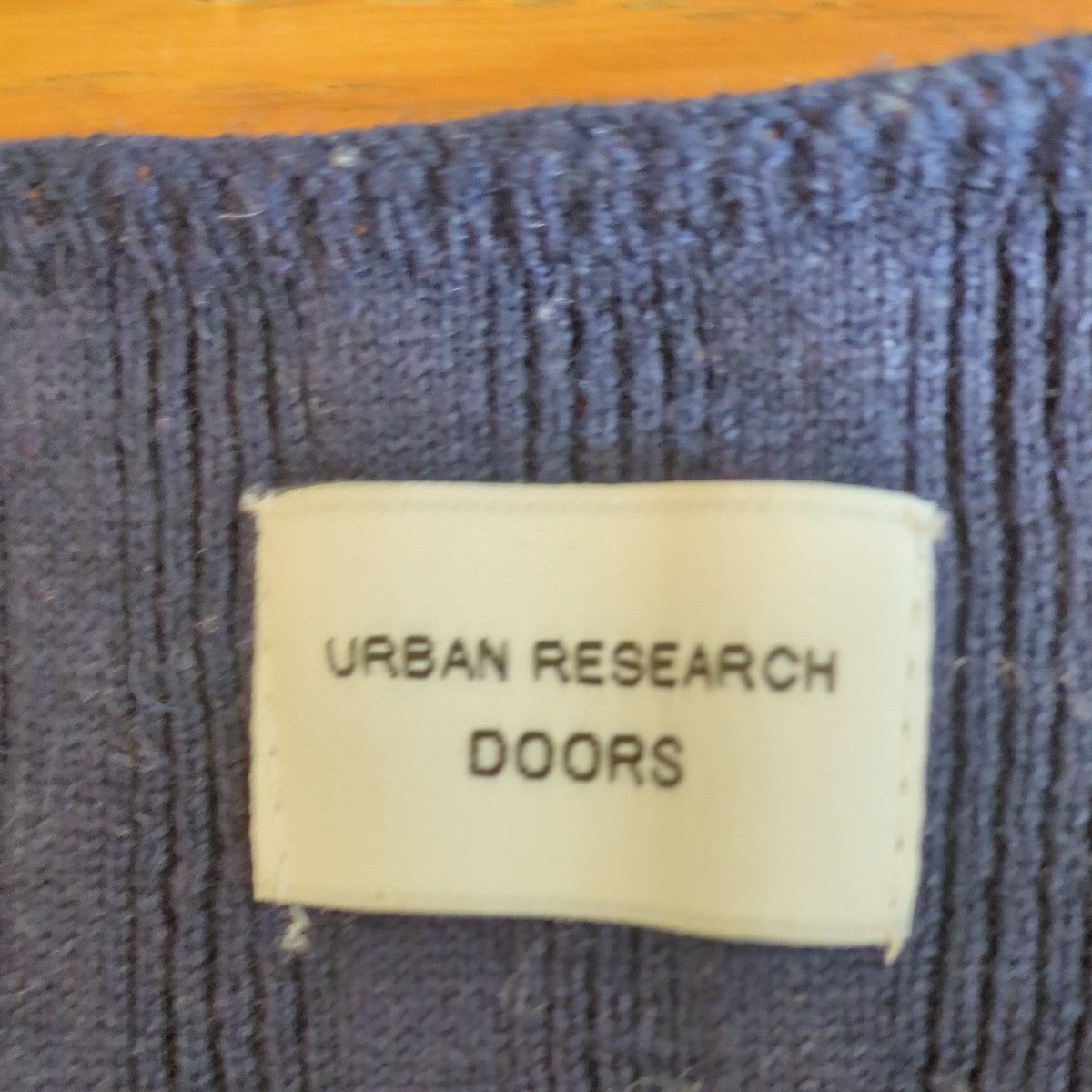 【URBAN RESEARCH DOORS】ランダムリブボートネックニット(ネイビー) 定価7,150円