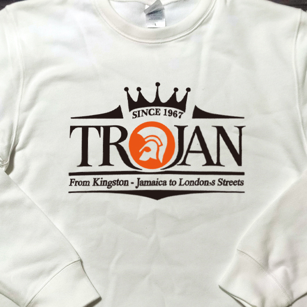 送料無料【Trojan Records】トロージャン レーベル / 長袖トレーナー /ホワイト★選べる3サイズ/M L XL / 8.4オンス_画像2