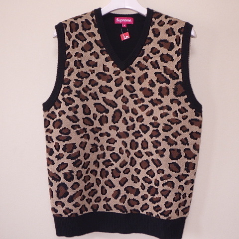 ★ 16SS Supreme シュプリーム Leopard Vest レオパード ベスト ヒョウ柄 ニット M(未使用)GGSG_画像2