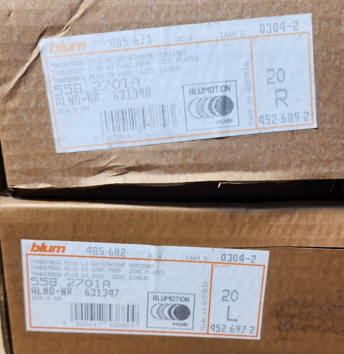 大幅値引きBlum Tandembox 引き出しLR×20セット 引き出しレール 大幅値引きBlum Tandembox 引き出しLR×20セット 引き出しレール