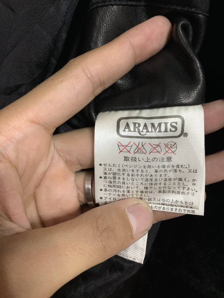 ね1284 ARAMIS AOUDIMA アラミス ラムレザー レザーコート L ブラック 中綿 襟ムートン 羊革_画像6