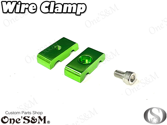 M2-2GR アルミ製 グリーン 緑色 アルマイト加工済み ワイヤークランプ ブレーキ ホース ワイヤー クランプ_画像1