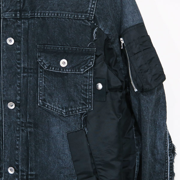 sacai サカイ DENIM x MA-1 JACKET SCN-022 デニム ジャケット ブラック noz YX_画像3