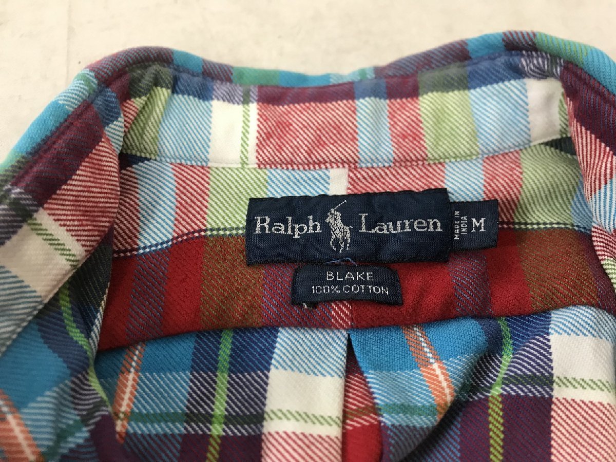 Ralph Lauren BLAKE ラルフローレン ワンポイント刺繍 ボタンダウン チェックシャツ サイズ：M カラー：マルチカラー メンズ_画像4