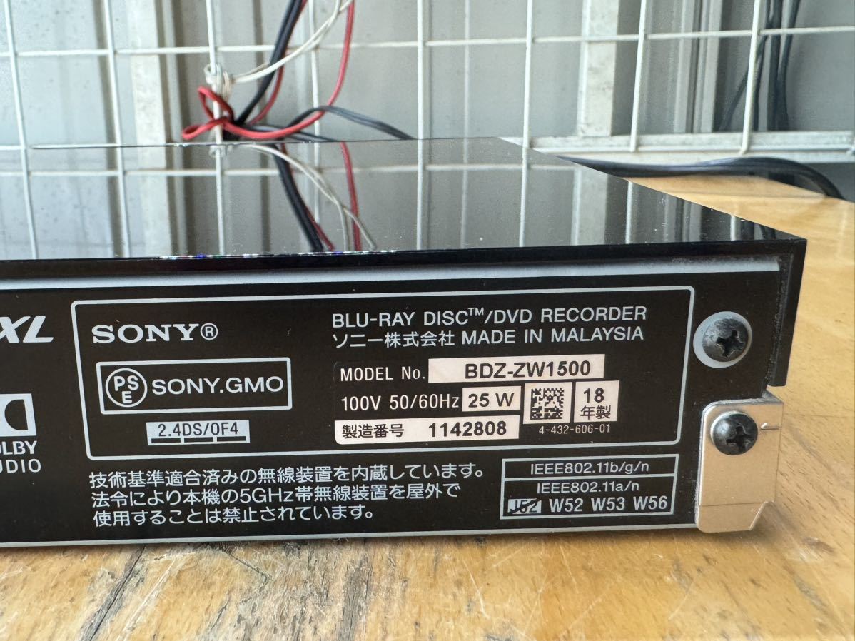 SONY ソニー ブルーレイ・ディスクレコーダー 2018年製BDZ-ZW1500ジャンク品_画像5