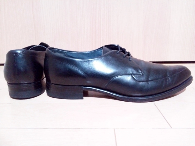 REGAL リーガル ドレスシューズ 黒 ブラック レザー 革靴 ダービー アーモンドトゥ スキンステッチ 24.5cm_画像4