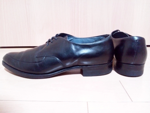 REGAL リーガル ドレスシューズ 黒 ブラック レザー 革靴 ダービー アーモンドトゥ スキンステッチ 24.5cm_画像5