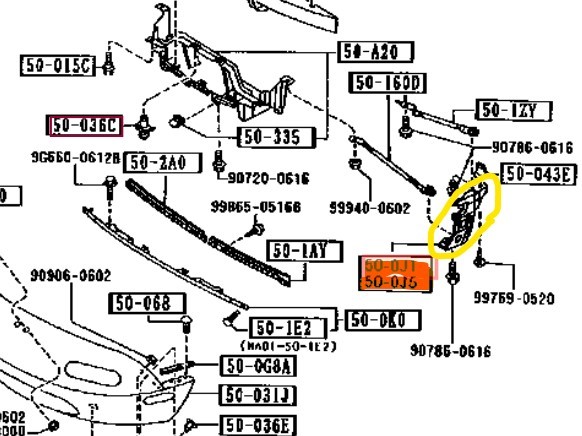 ★超希少 未使用 純正 マツダ フロント バンパー コーナー サポート リテーナー 左右セット ロードスター NA6CE NA8C Mazda MX-5 Miata_画像2