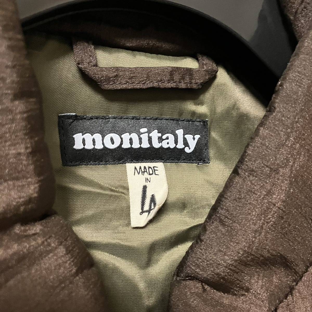 monitaly NYC Blouson TASLAN NYLON BROWN ミリタリー フライトジャケット ブルゾン 中綿 ナイロン ブラウン 40 モニタリー ジャケット _画像4