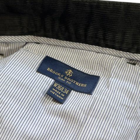 【美品】Brooks Brothers ブルックスブラザーズ コーデュロイパンツ メンズ W36 L34 カーキ オリーブ 細畝 スラックス テーパード 古着_画像7